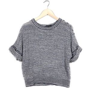 M J. Crew Striped Popover Short Sleeved Sweater